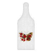 Planche À Découper Papillon de fleurs rouges aux roses rouges (Devant)