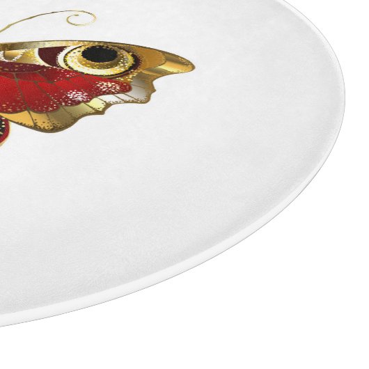 Planche À Découper Papillon de fleurs rouges aux roses rouges (Coin)