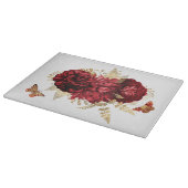 Planche À Découper Papillon floral d'or rouge rose (Coin)