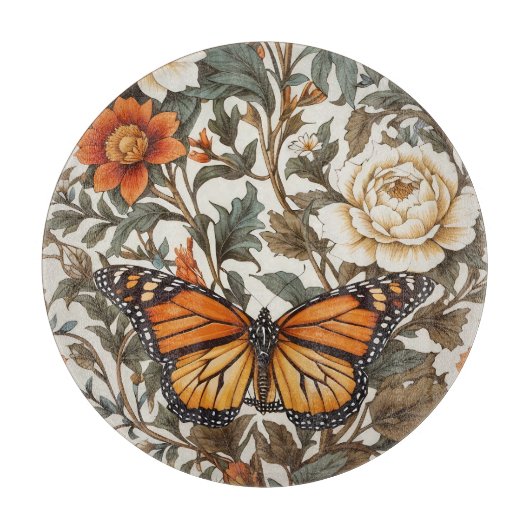 Planche À Découper Papillon Monarch Élégant Inspiré de William Morris (Devant)