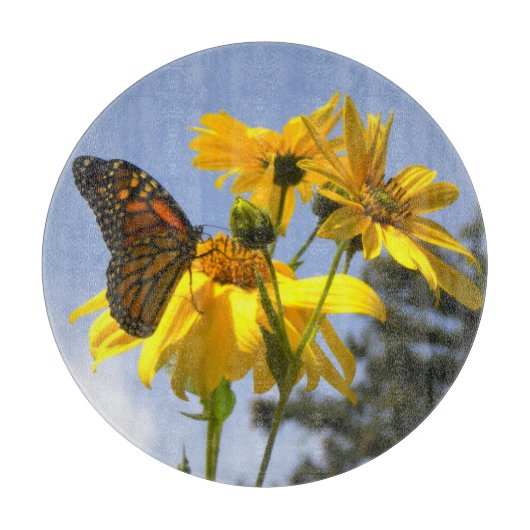 Planche À Découper Papillon monarque N Fleurs de soleil (Devant)