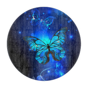 Planche À Découper Papillon Morpho sur fond sombre