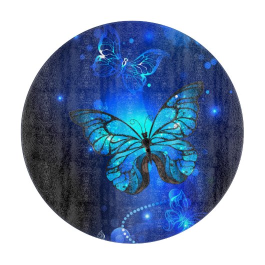 Planche À Découper Papillon Morpho sur fond sombre (Devant)