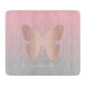 Planche À Découper Papillon rose d'or élégant et tendance (Devant)