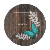 Planche À Découper Papillon Turquoise rustique carte à découper perso (Devant)