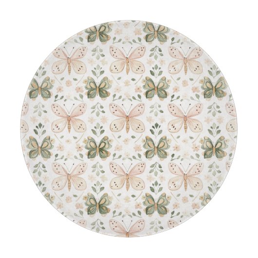 Planche À Découper Papillon Vert Menthe Rose Pâle (Devant)