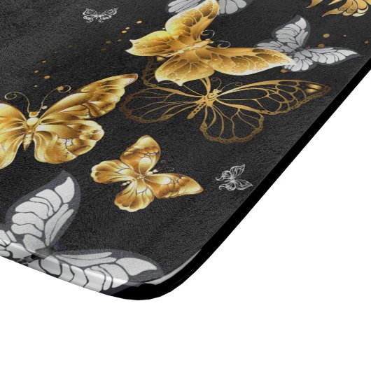 Planche À Découper Papillons blancs et dorés (Coin)