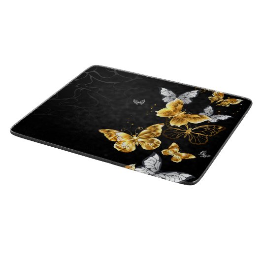 Planche À Découper Papillons blancs et dorés (Coin)