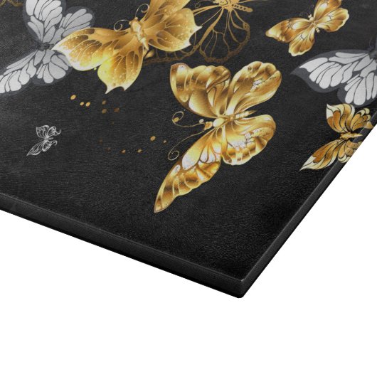 Planche À Découper Papillons blancs et dorés (Coin)