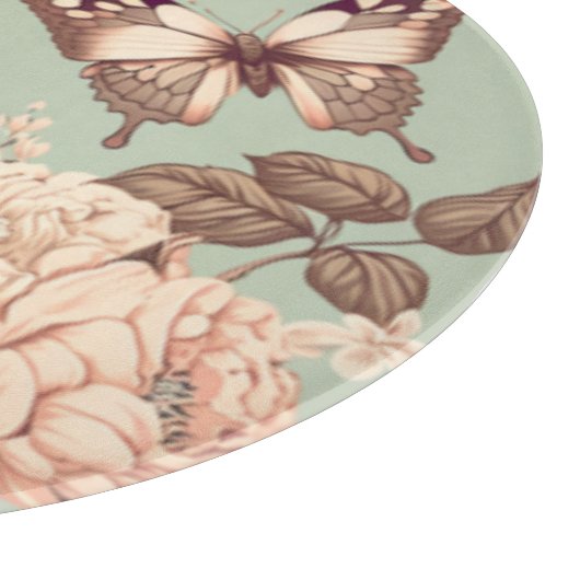 Planche À Découper Papillons et fleurs vert pastel (Coin)