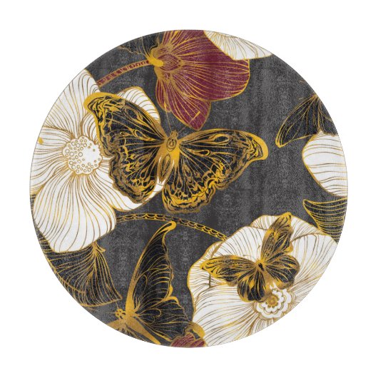 Planche À Découper Papillons & Fleurs : Motif Boho de printemps (Devant)