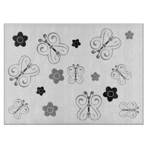 Planche À Découper Papillons gris et noirs et positions