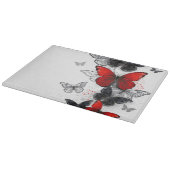 Planche À Découper Papillons noirs et rouges volants (Coin)