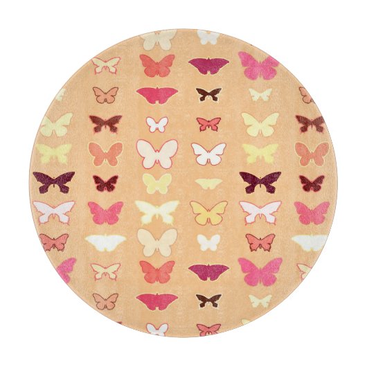Planche À Découper Papillons, orange, jaune et corail (Devant)