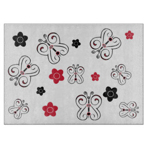 Planche À Découper Papillons rouges et noirs et positions