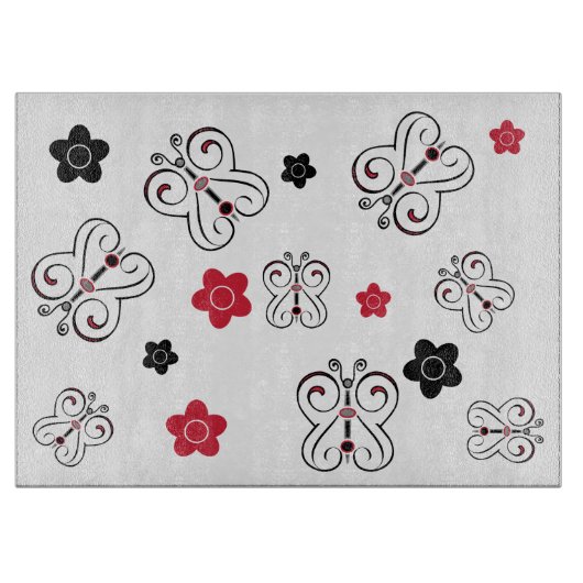 Planche À Découper Papillons rouges et noirs et positions (Devant)