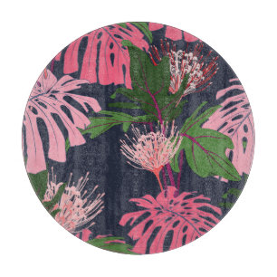 Planche À Découper Paradis tropical : Feuilles et fleurs exotiques