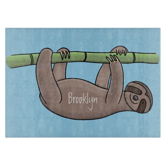 Planche À Découper Paresse souriante mignon sur dessin animé en bambo (Devant)