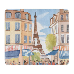 Planche À Découper Paris France Tour Eiffel Aquarelle Voyage