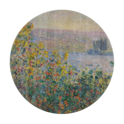 Planche À Découper Parterres de fleurs à Vétheuil, paysage impression (Devant)