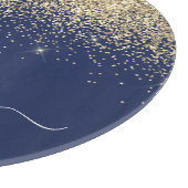 Planche À Découper Parties scintillant Bleu de la Marine d'or Script  (Coin)