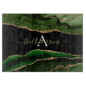 Planche À Découper Parties scintillant d'or et Monogramme d'âge vert (Devant)