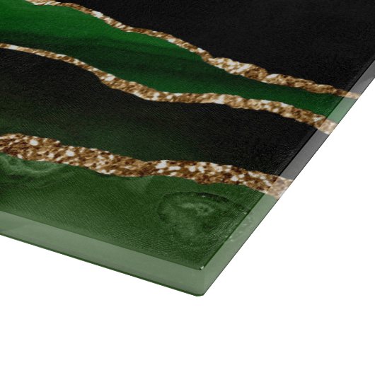 Planche À Découper Parties scintillant d'or et Monogramme d'âge vert (Coin)