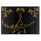 Planche À Découper Parties scintillant d'or Joyeux Noël, Père Noël (Devant)