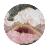 Planche À Découper Parties scintillant d'or rose blanc noir marbre d' (Devant)