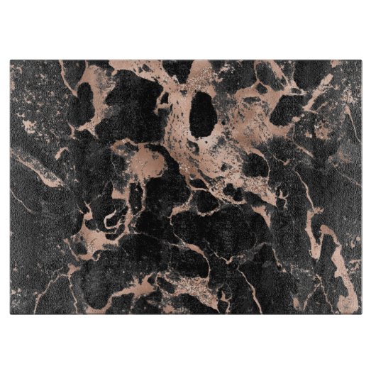 Planche À Découper Parties scintillant en marbre noir rose or (Devant)