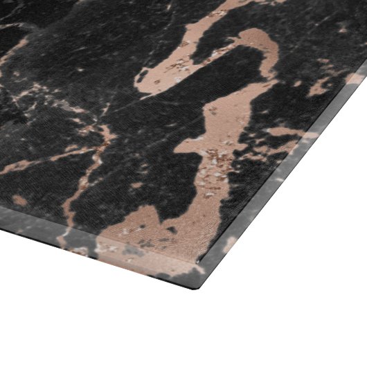 Planche À Découper Parties scintillant en marbre noir rose or (Coin)