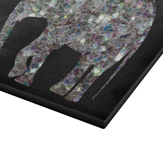 Planche À Découper Parties scintillant en mosaïque argentée Eléphant (Coin)