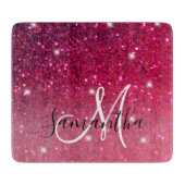 Planche À Découper Parties scintillant moderne rouge et rose Nom des (Devant)