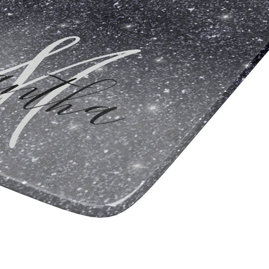 Planche À Découper Parties scintillant noire moderne étincelles Nom p (Coin)