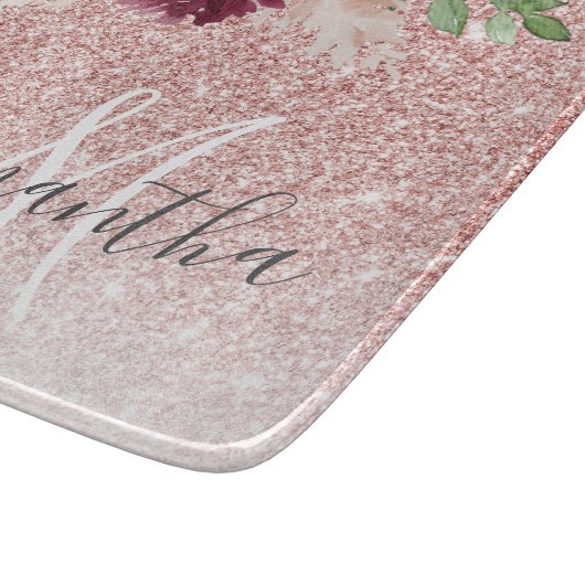 Planche À Découper Parties scintillant rose moderne et flamme à fleur (Coin)