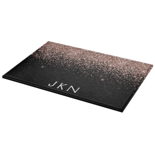 Planche À Découper Parties scintillant rose or rose pâle Monogramme I (Coin)