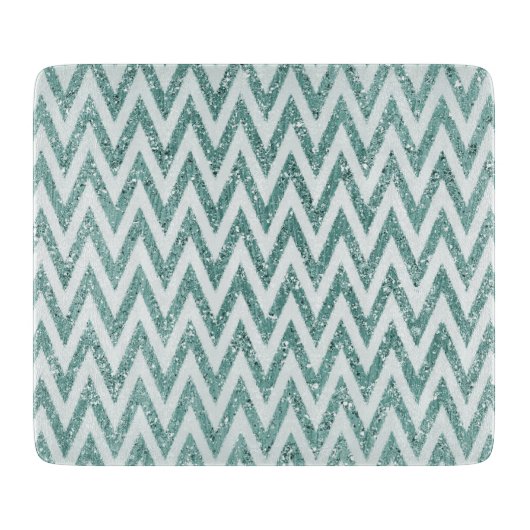 Planche À Découper Parties scintillant turquoise de Faux vert et blan (Devant)