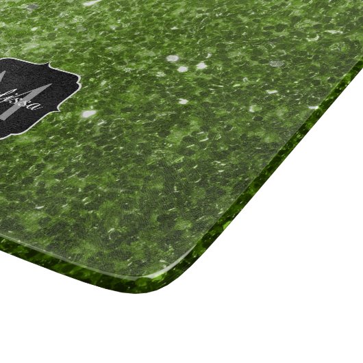 Planche À Découper Parties scintillant vert clair brille Monogram (Coin)
