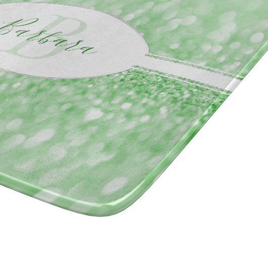 Planche À Découper Parties scintillant verte Personnaliser la planche (Coin)