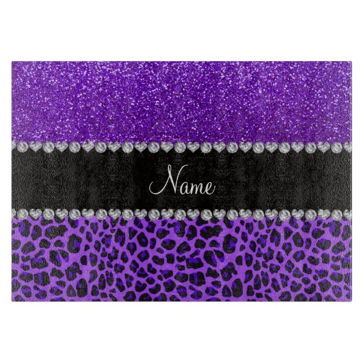 Planche À Découper parties scintillant violette de leopard pourpre (Devant)