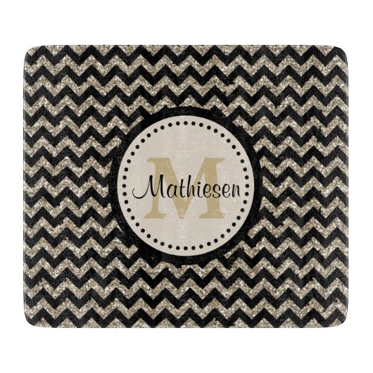 Planche À Découper Parties scintillantes argentées de Faux de Chevron (Devant)