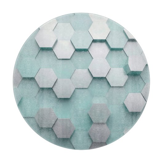 Planche À Découper Pastel Menthe Hexagone Mosaïque 3D (Devant)