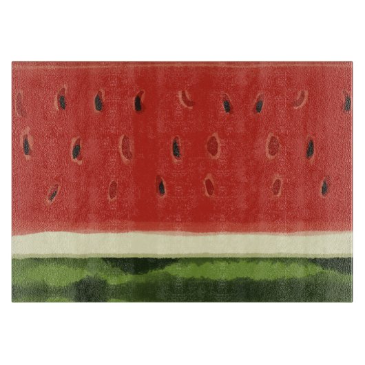 Planche à découper pastèque aquarelle rouge vif (Devant)