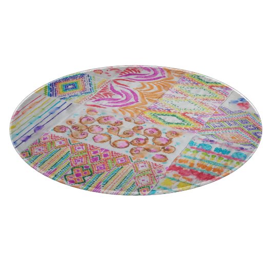 Planche À Découper patchwork Abstrait, motif de teinture à l'aquarell (Coin)