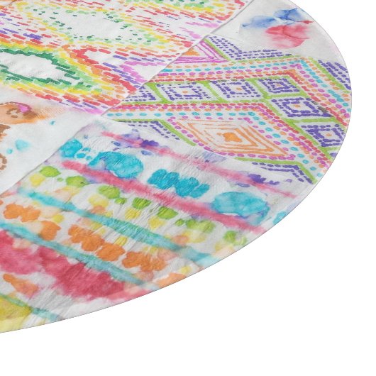 Planche À Découper patchwork Abstrait, motif de teinture à l'aquarell (Coin)