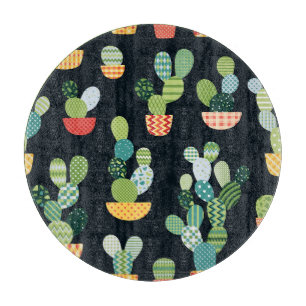 Planche À Découper Patchwork Cactus Plantes Motif sans couture