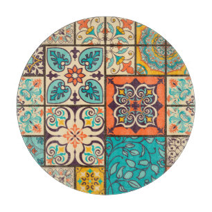 Planche À Découper Patchwork coloré Carrelage de Majolica Islamique