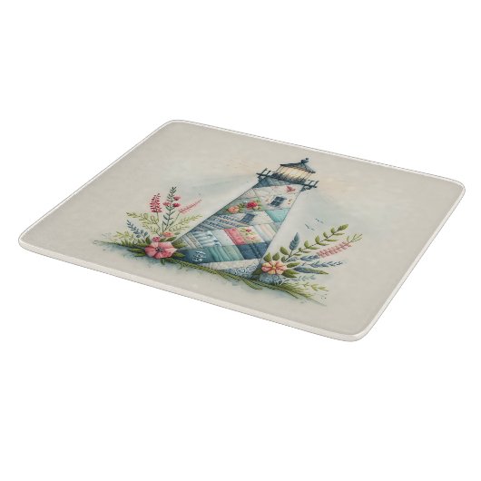 Planche À Découper Patchwork Lighthouse Coastal Floral Scene (Coin)