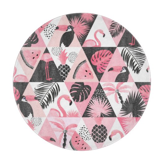 Planche À Découper Patchwork Tropical : Flamant rose Watermelon Seaml (Devant)