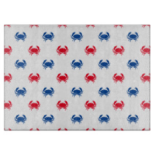 Planche À Découper Patriotique Rouge blanc et bleu crabe motif verre